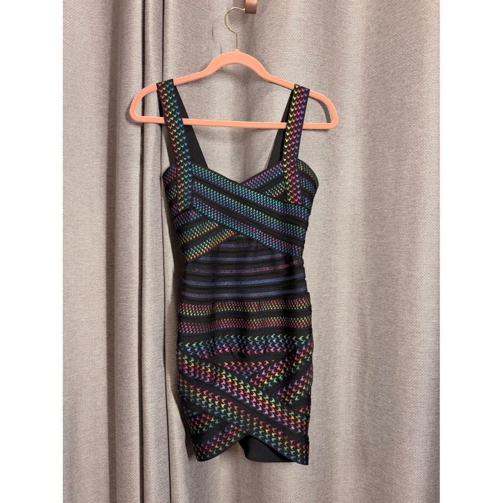 Bella Barnett Bandage Dress Women S Black Rainbow Good Houndstooth Mini Bodycon
